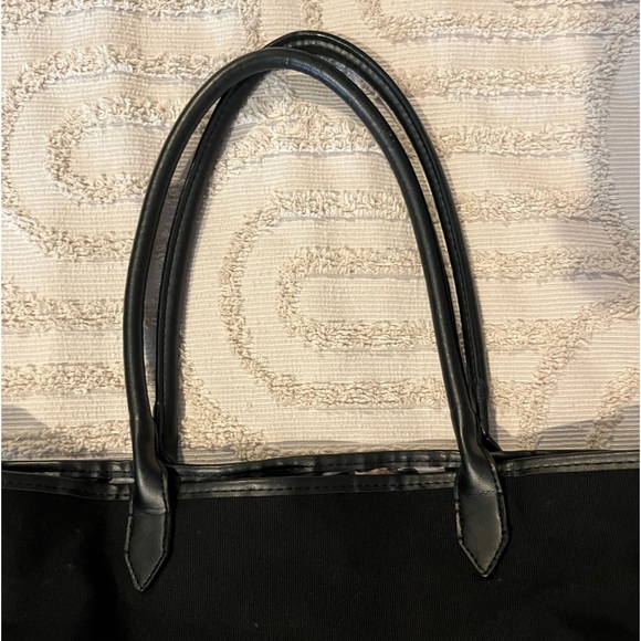 VICTORIA SECRET Canvas Tote Hand/Shoulder Bag Color Black & Gold - Picture 4 of 7